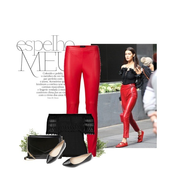 Stylizacja w stylu Belli Hadid - czerwone spodnie