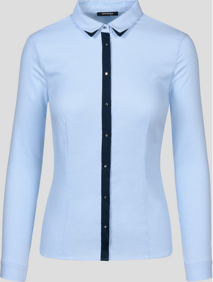 Niebieska koszula z kontrastową lamówką