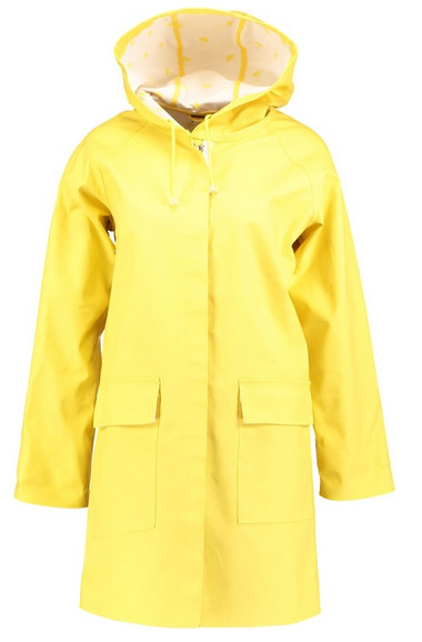 Żółty płaszcz z kapturem