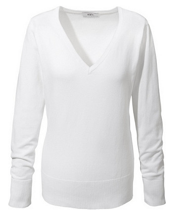 Biały sweter z dekoltem w serek