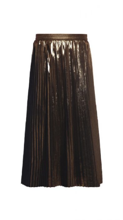 Metaliczna rozkloszowana spódnica w odcieniu black gold