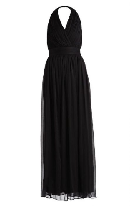 Czarna klasyczna sukienka wiązana na szyi