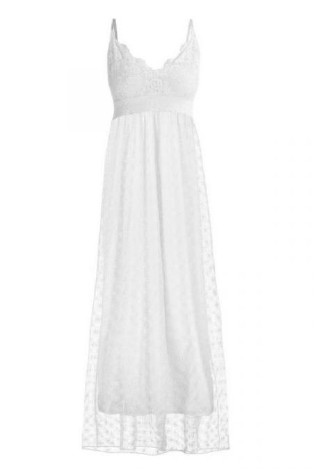 Biała zwiewna sukienka z dekoltem