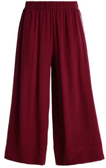 Burgundowe spodnie culottes