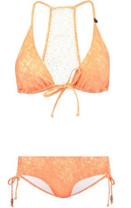 Pomarańczowe bikini z koronką