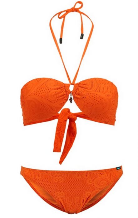 Pomarańczowe bikini we wzorki