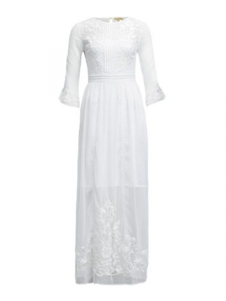 Biała sukienka maxi z długim rękawem