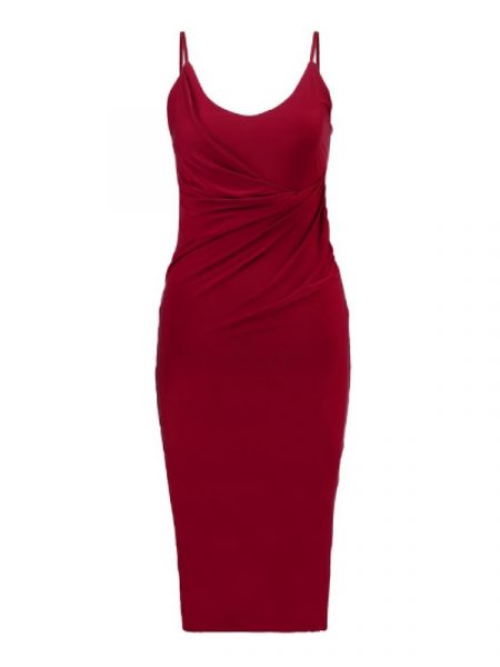 Długa czerwona sukienka typu slip dress