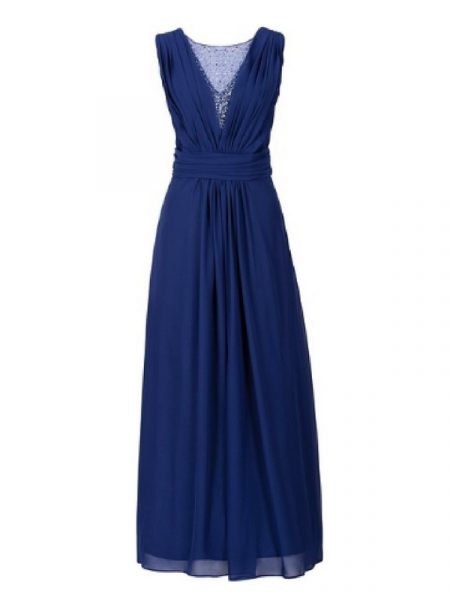 Kobaltowa sukienka wieczorowa z dekoltem