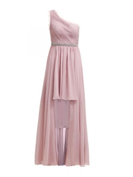Różowa sukienka maxi na jedno ramię