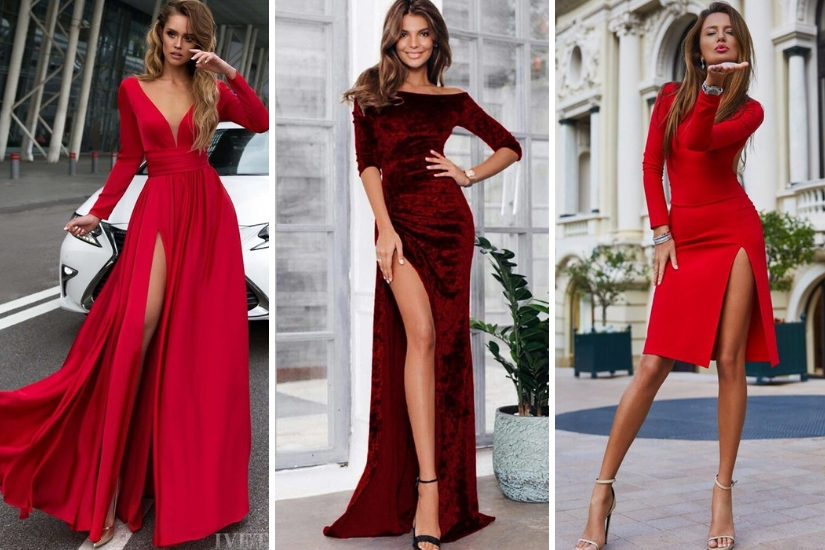 Czerwone sukienki sylwestrowe dodają kobiecości i seksapilu.