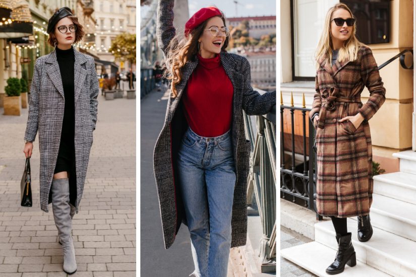 Odkryj modne płaszcze w kratę w stylizacjach jesiennych i zimowych